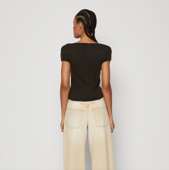 BDG Urban Outfitters Olivia Picot Square Neck Top in Black. Size Small NWOT - Picture 5 of 9